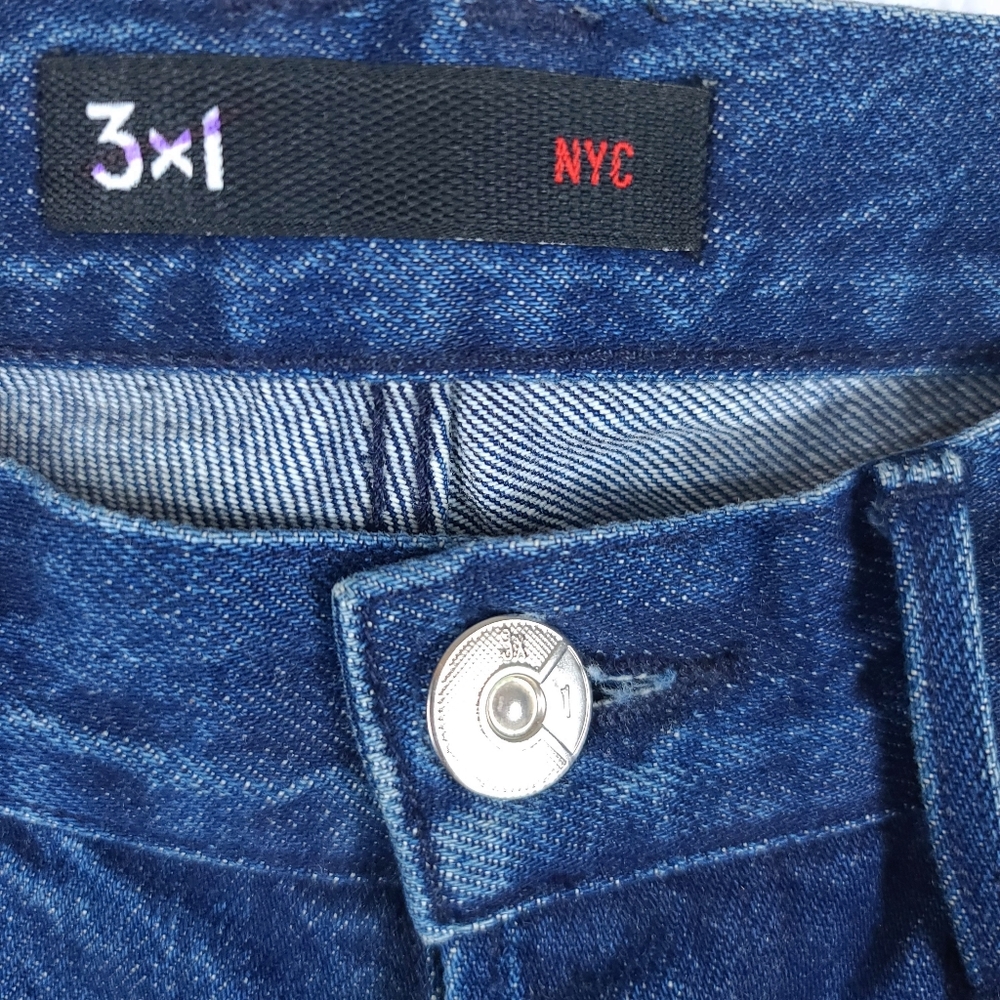 3x1 NYC Fringe Straight Crop Selvedge Jeans Lima Mid Wash - Picture 6 of 14